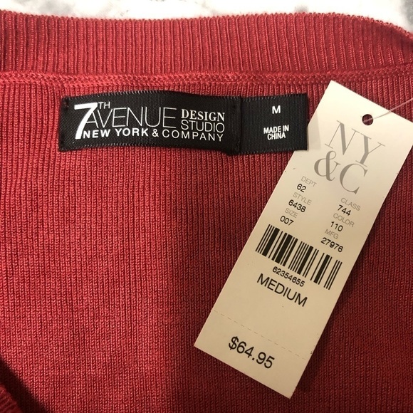 New York & Co 7th Ave Faux Suede Red Dress Size M NWT - Picture 3 of 6